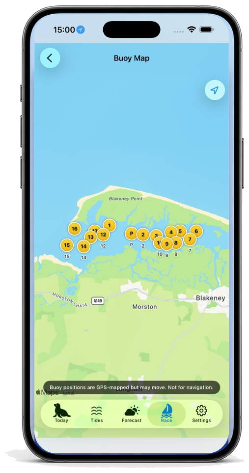 Morston Buoy Map of Blakeney Harbour racing marks
