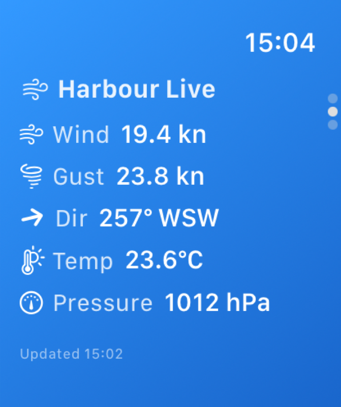 Morston on Apple Watch — Harbour Live wind, gusts, direction, temperature
